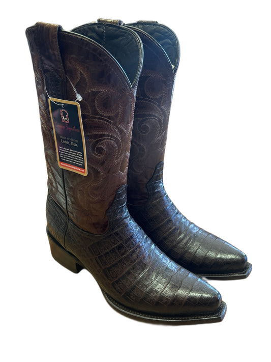 BOTA EL VAQUERO PRINT LEATHER CAIMAN BELLY COLOR CHOCOLATE